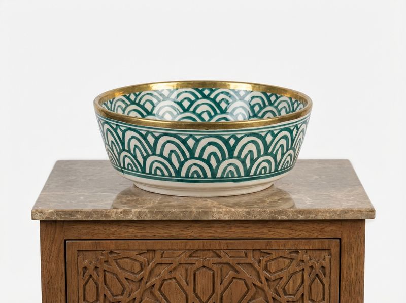 The Emerald Oasis Vessel Sink with Gold Rim