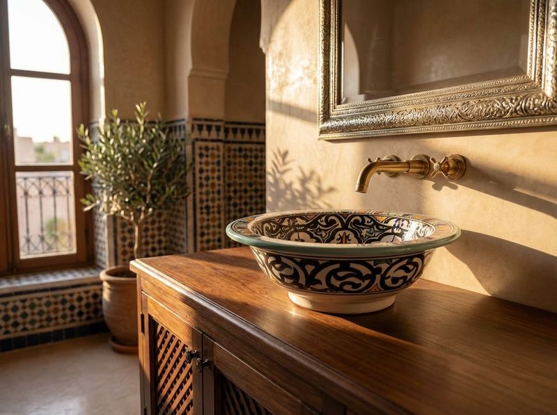 The 'Zahra' Polychrome Fes Vessel Sink detail