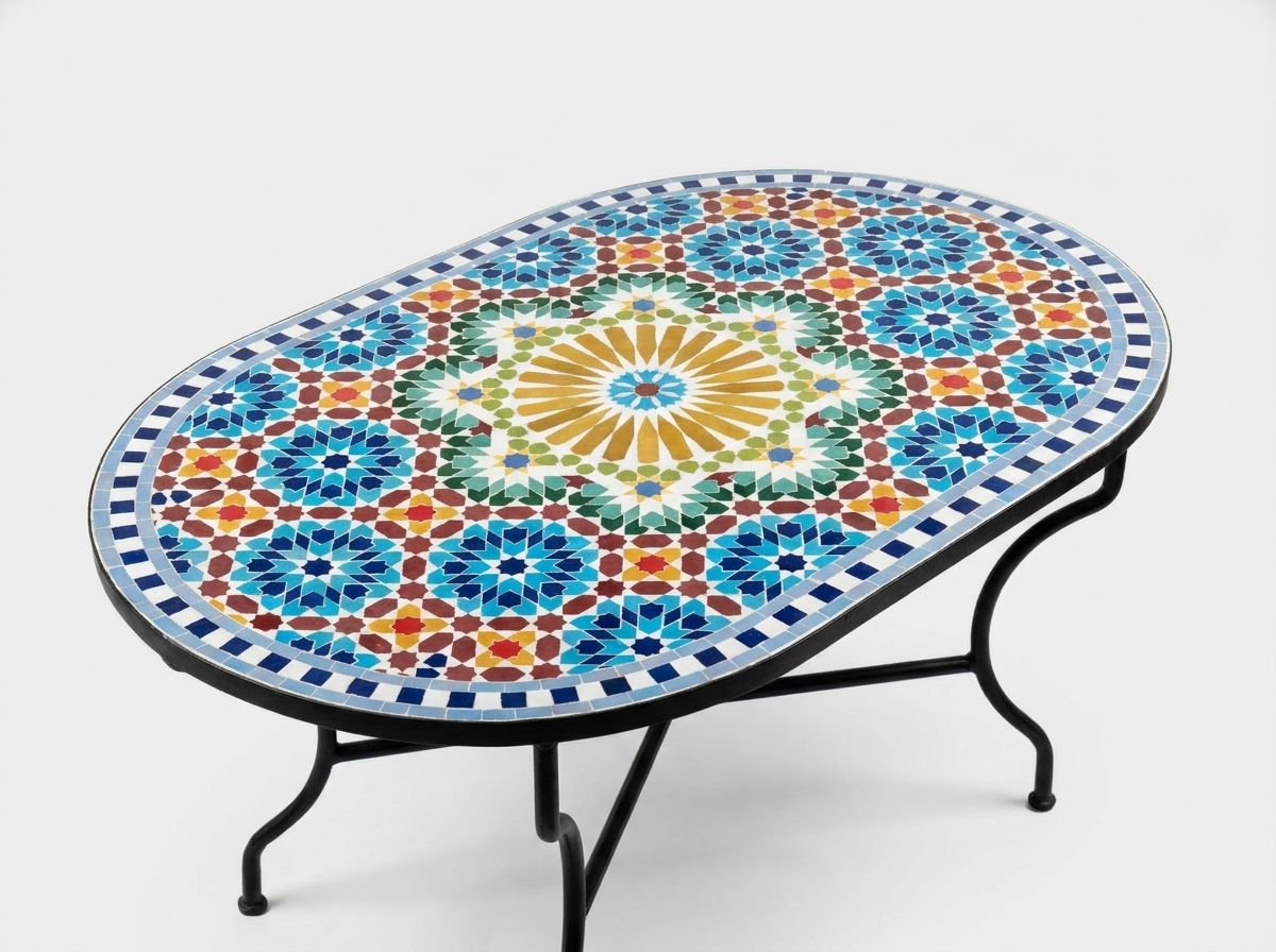 The 'Amira' Oval Zellige Mosaic Tabletop view 2