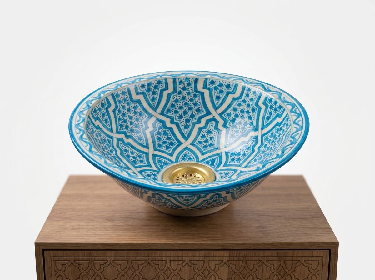 Fes Azure Arabesque Ceramic Vessel Sink main view