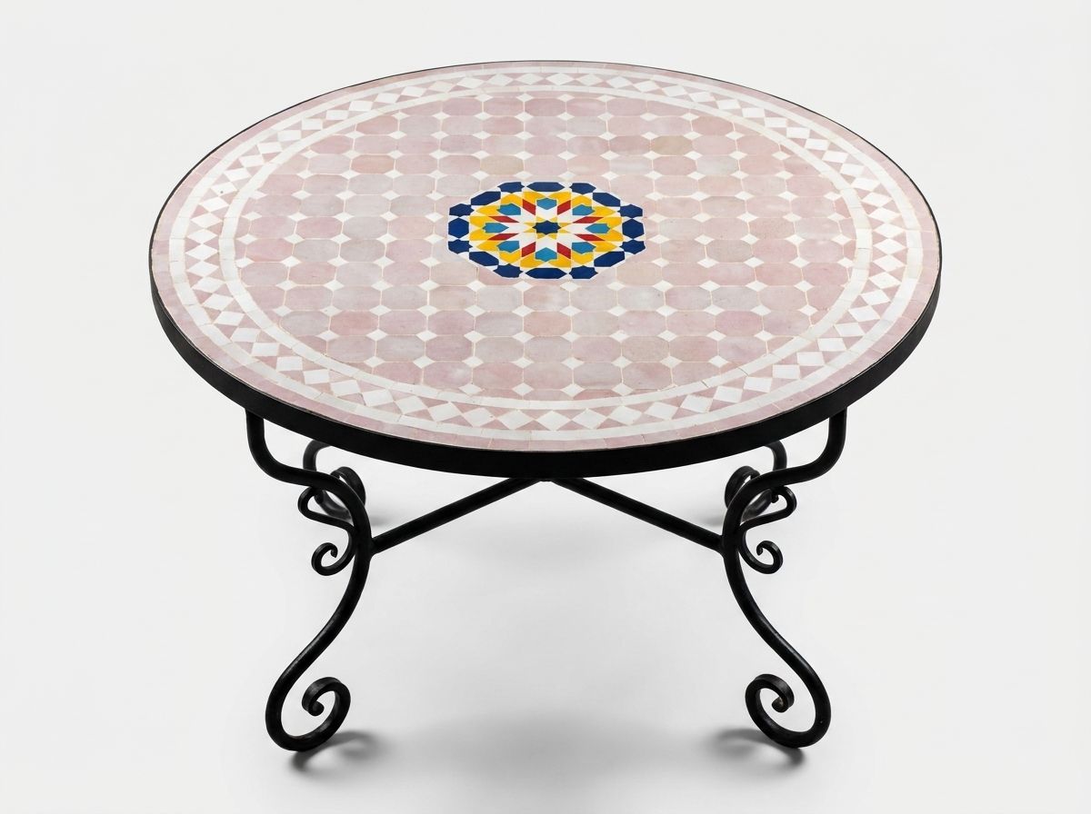 Zahra Blush Zellige Mosaic Table Top view 2
