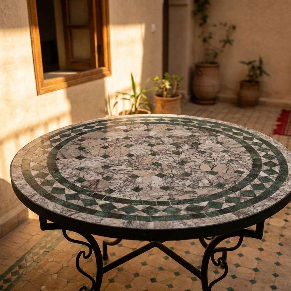 The 'Atlas Verde' Marble Zellige Tabletop