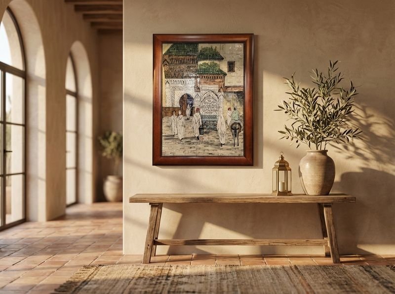 The Medina Fountain: Hand-Painted Ceramic Tile Mural detail