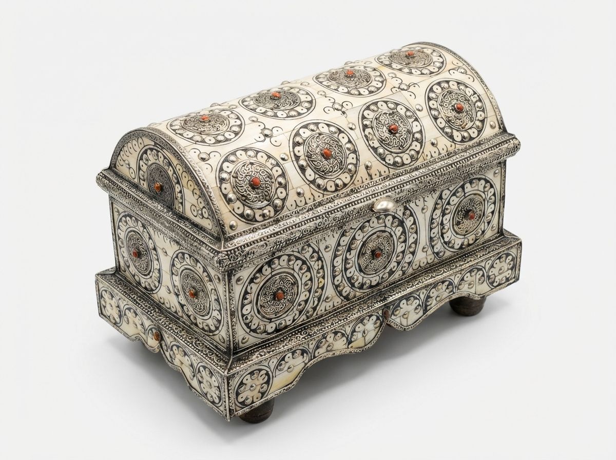 The Marrakech Royal Camel Bone & Silver Inlay Chest view 3