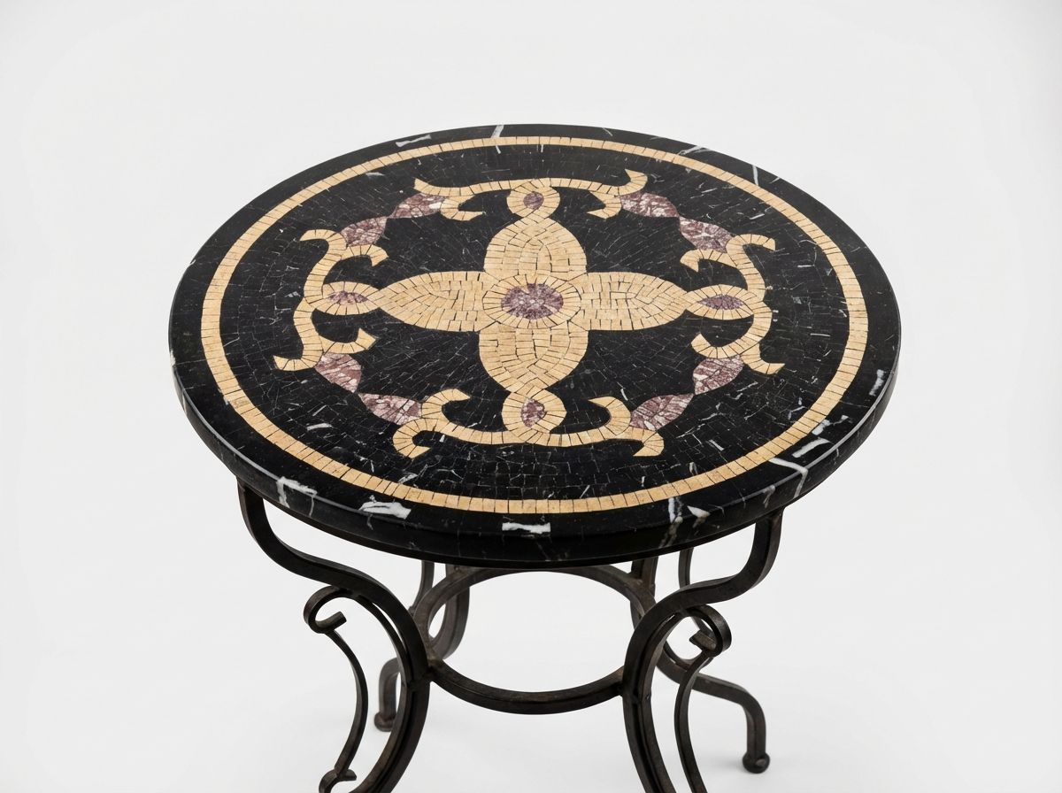 The Amira Black Marble Zellige Table view 3