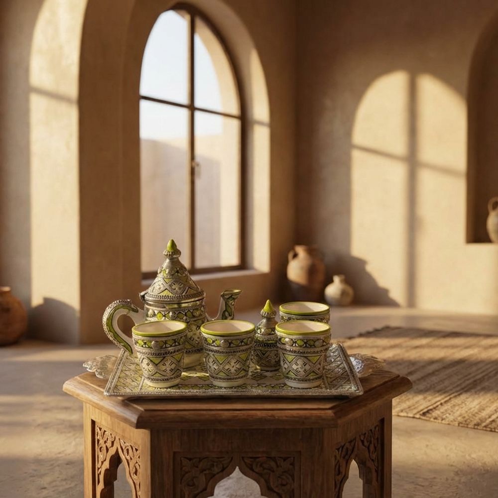 The Verdant Fes Silver Filigree Tea Service