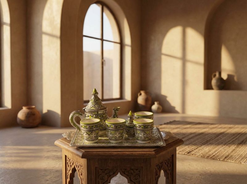 The Verdant Fes Silver Filigree Tea Service detail