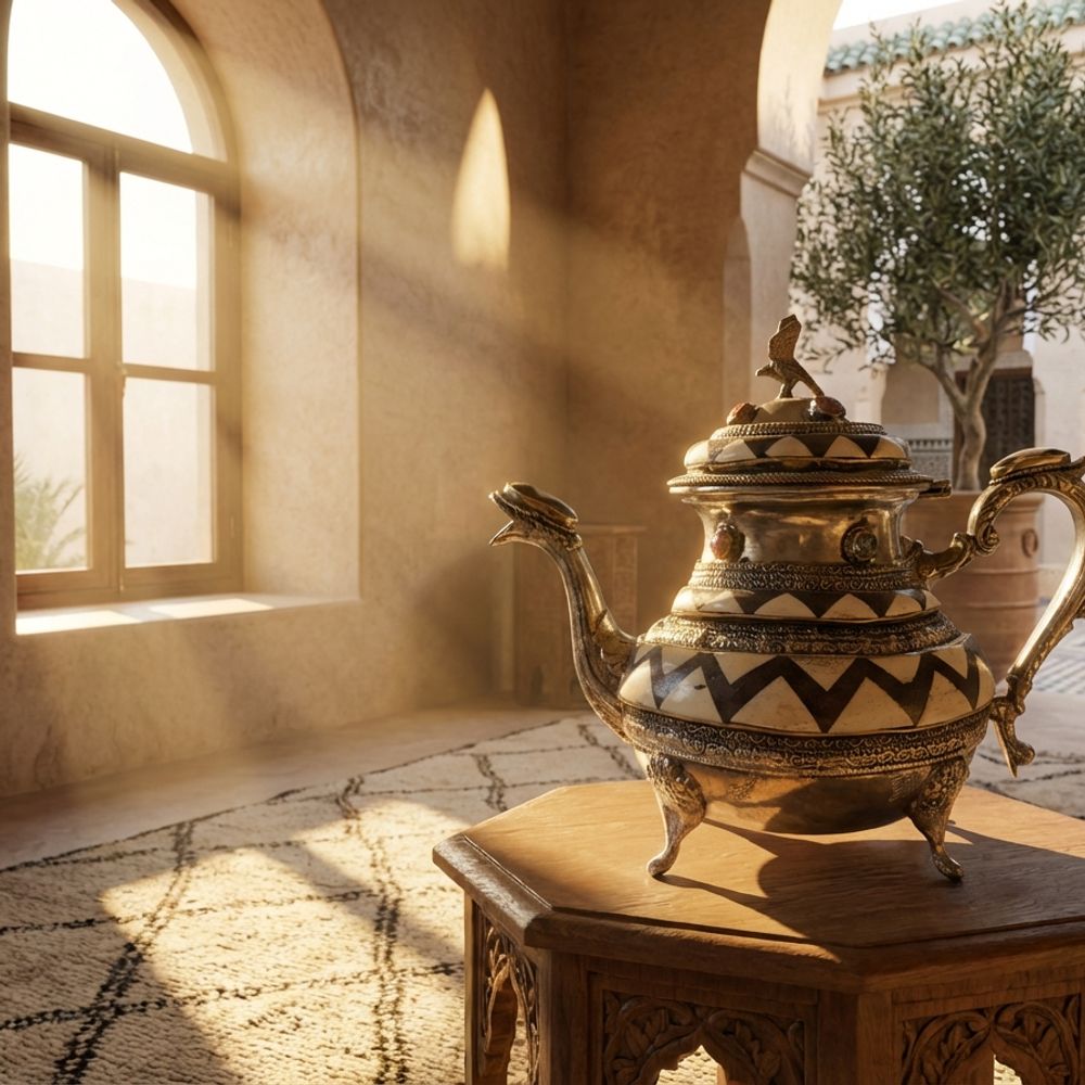 The Atlas Silver & Bone Inlay Ceremonial Teapot