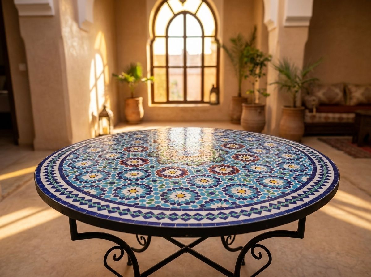 The 'Chefchaouen Azure' Zellige Mosaic Table view 3