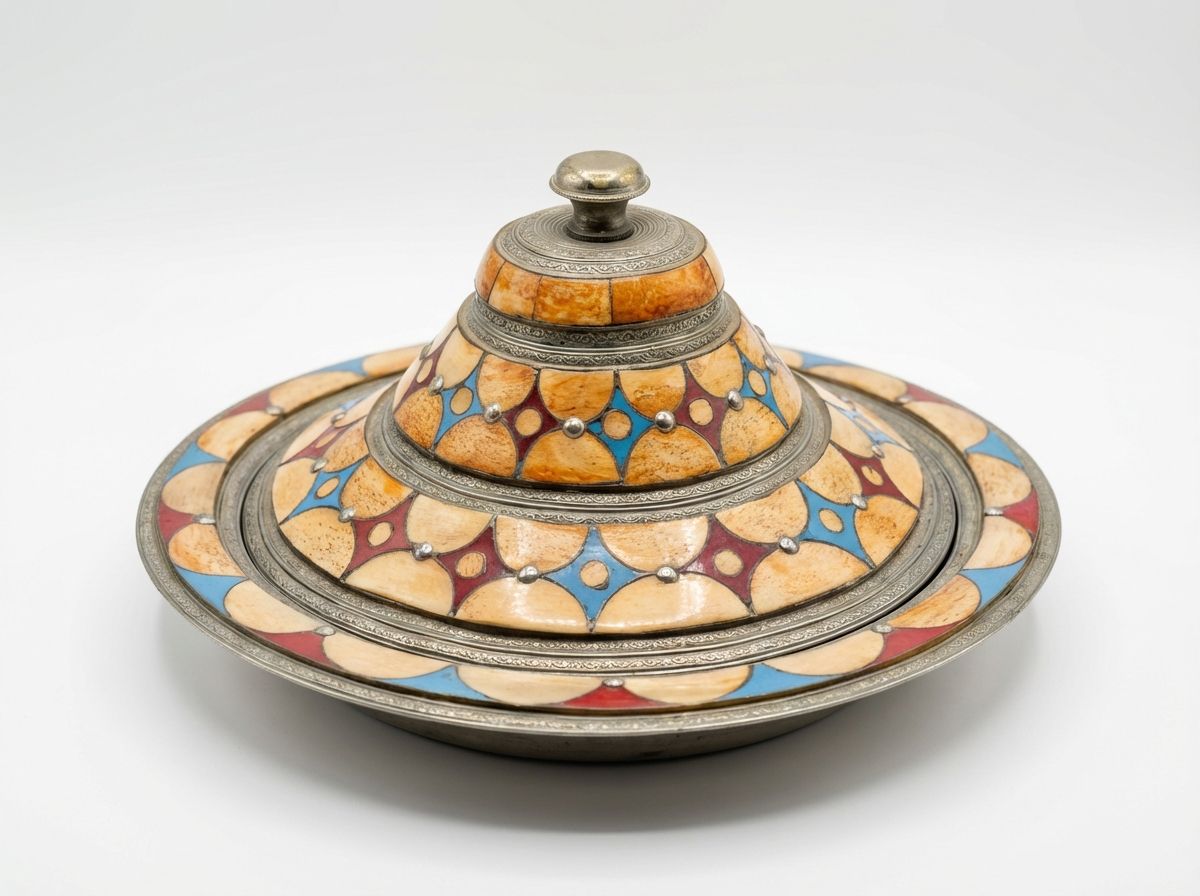 The 'Zahra' Camel Bone & Enamel Inlay Tagine Server view 3