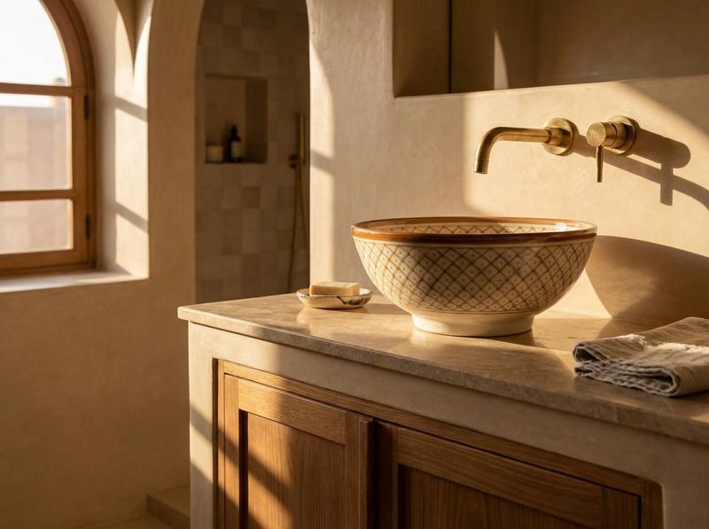 The Fez Lattice Ceramic Vessel Sink detail