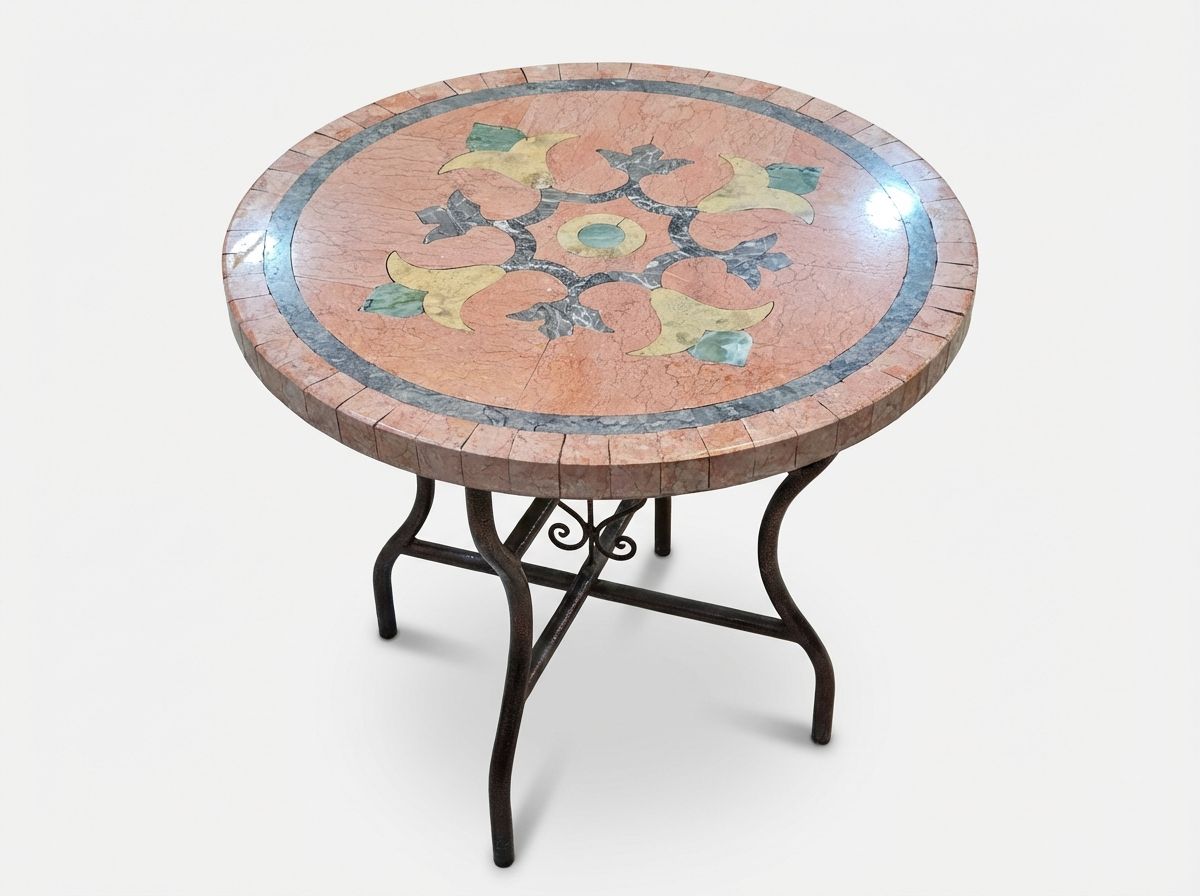 The Marrakech Rose: Pink Marble Zellige Bistro Table view 3