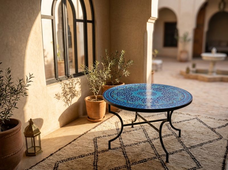 The Azure Star of Fes Zellige Table detail
