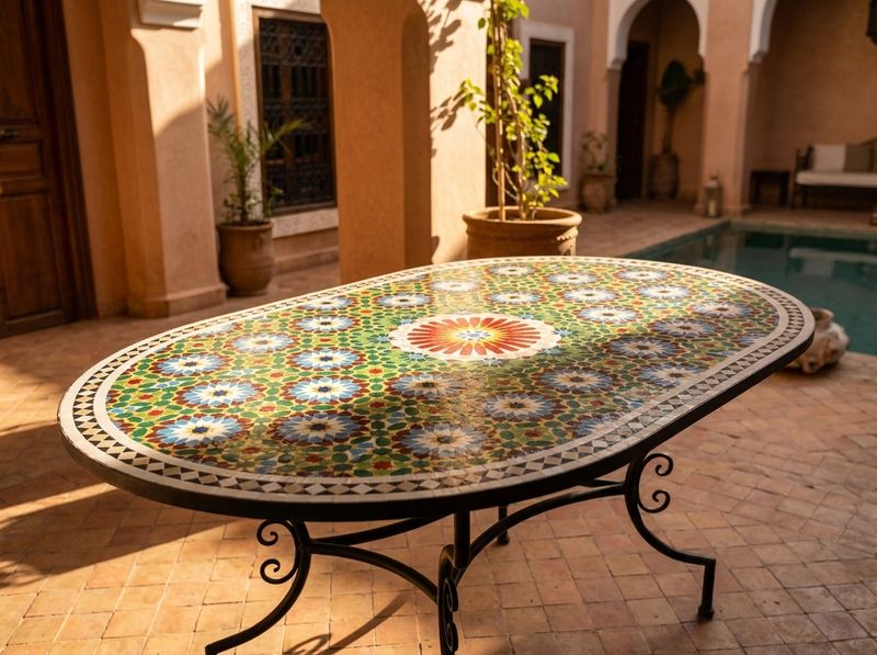The Andalusian Star Oval Zellige Tabletop detail