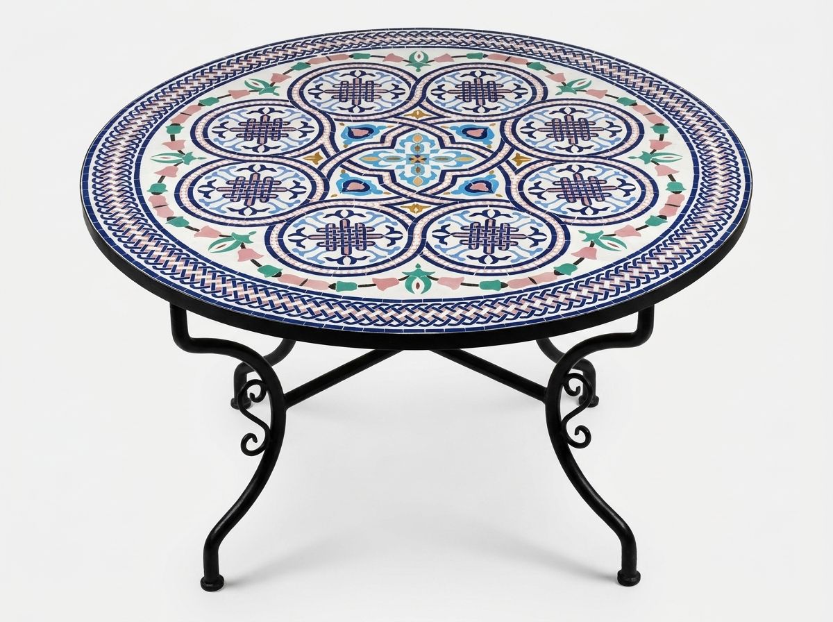 The Zahra Andalus Zellige Mosaic Table view 2