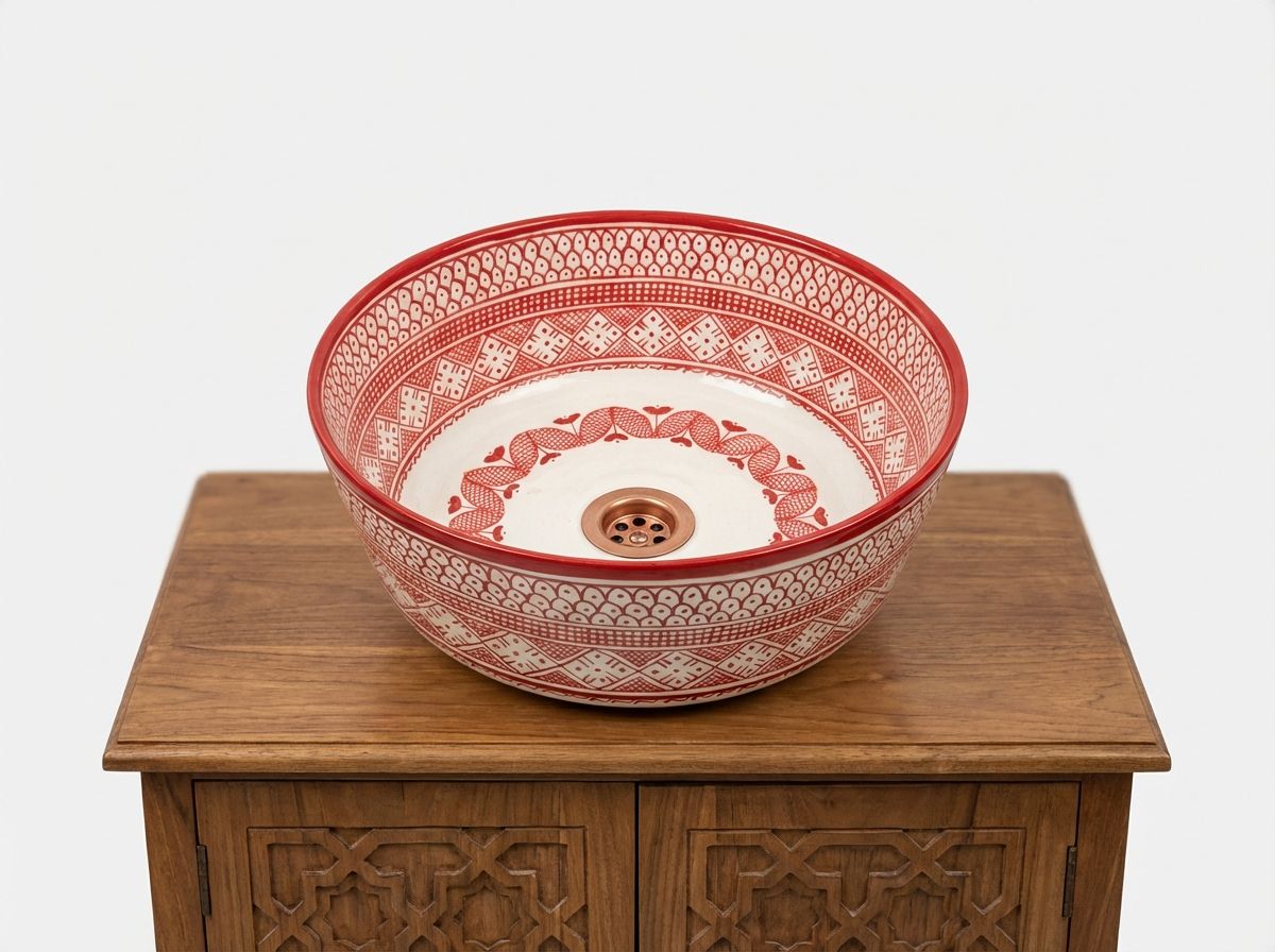 The Amira Rouge Ceramic Vessel Sink view 2