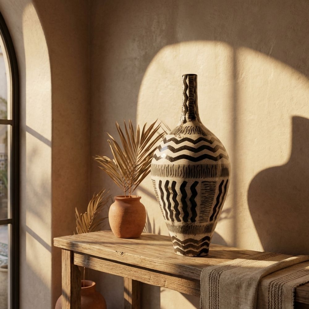 The 'Atlas' Monochrome Tribal Crackle Vase