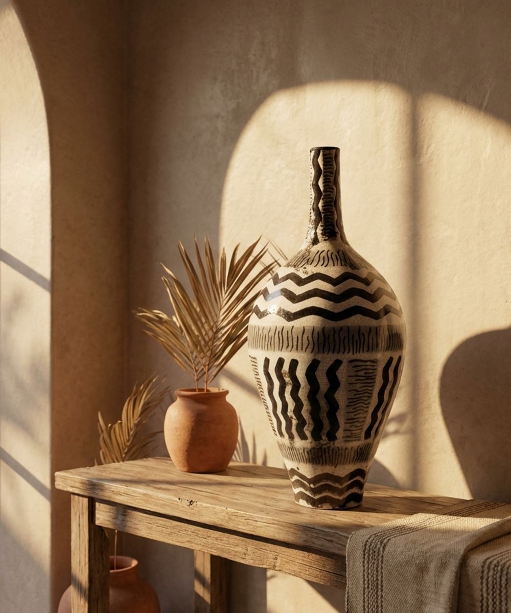 The 'Atlas' Monochrome Tribal Crackle Vase