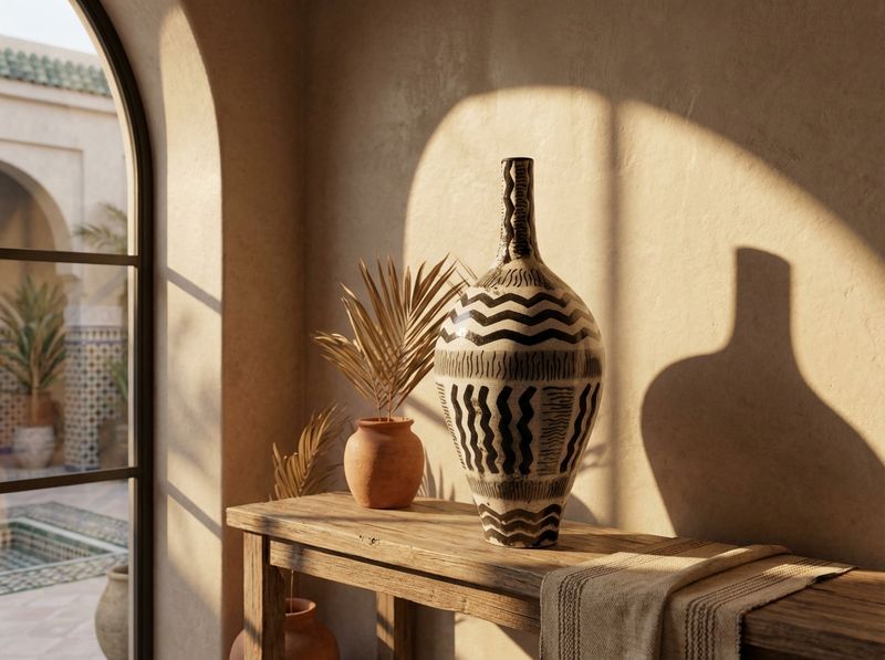 The 'Atlas' Monochrome Tribal Crackle Vase detail