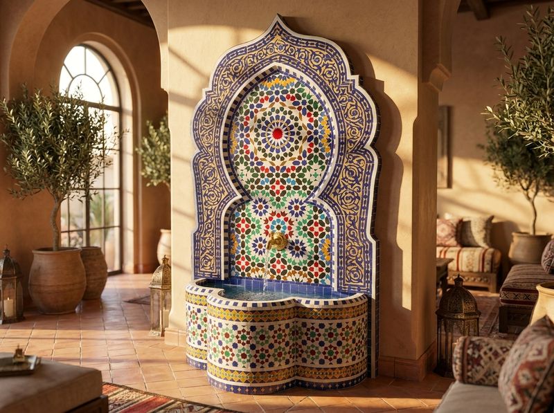 The Andalusian Star: Grand Zellige Mosaic Fountain detail