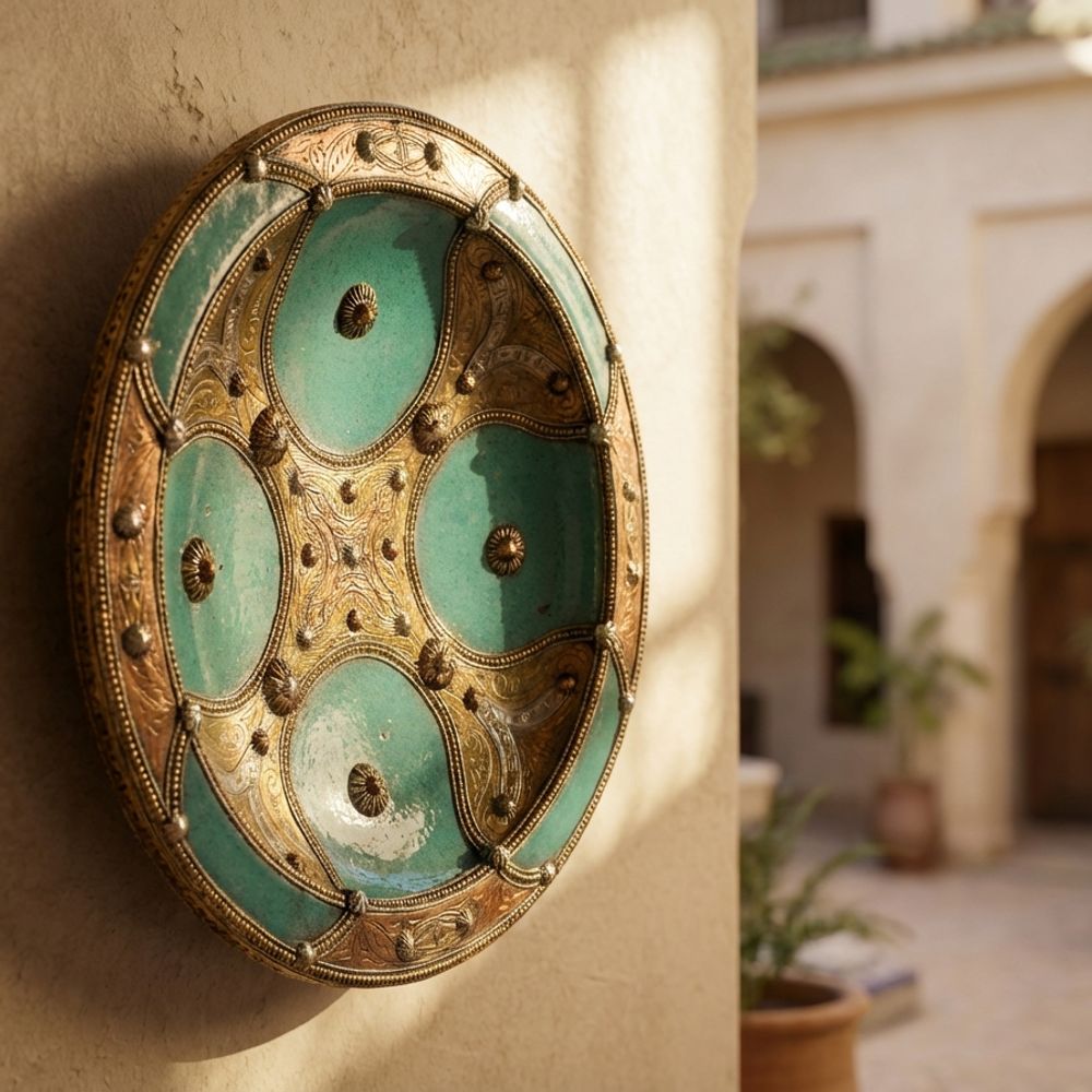 The Fez Azure & Brass Ceremonial Wall Charger