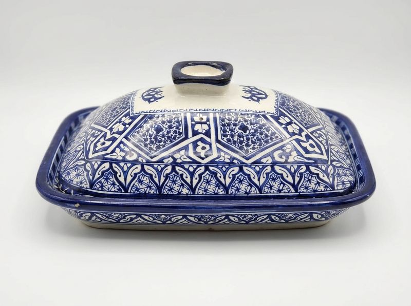 Fes Cobalt Arabesque Ceramic Butter Dish
