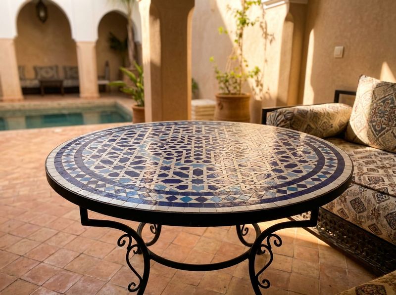 The Chefchaouen Azure Star Zellige Tabletop detail