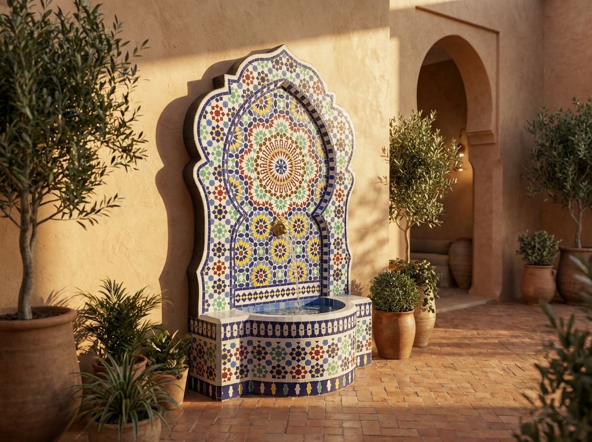 The Royal Fez Zellige Mosaic Fountain view 3