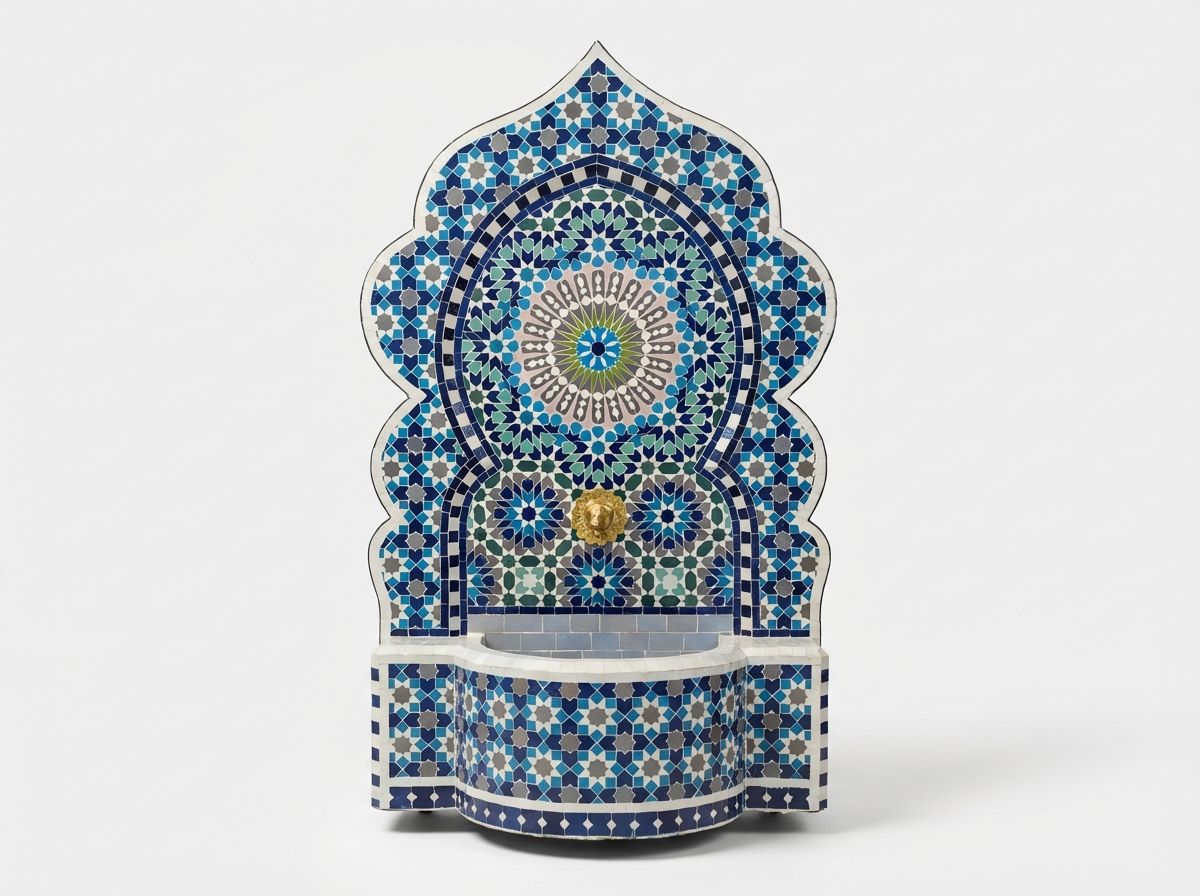 The Azure Star of Fes Zellige Fountain view 2