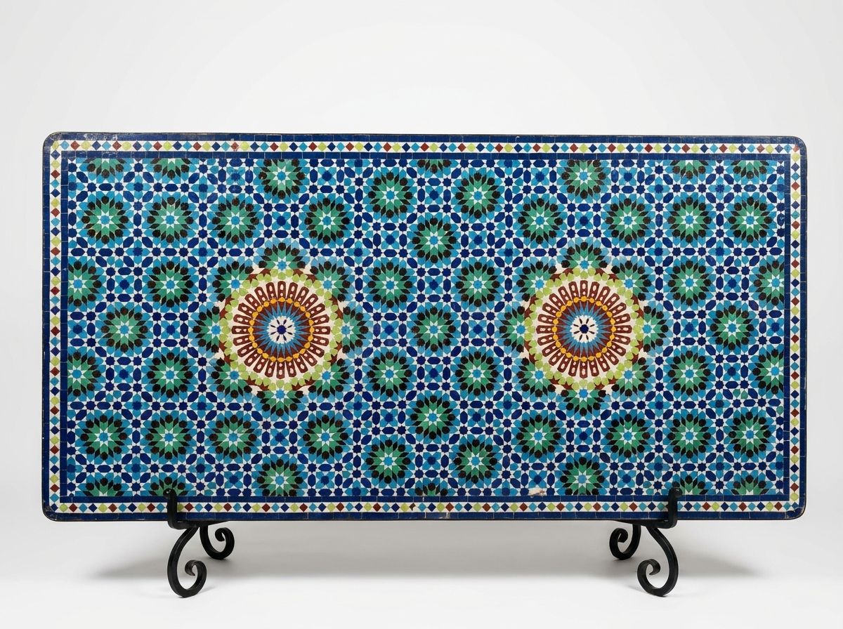 The Azure Starburst Zellige Dining Tabletop main view