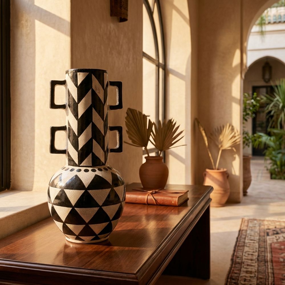 The 'Zebra' Geometric Totem Vase