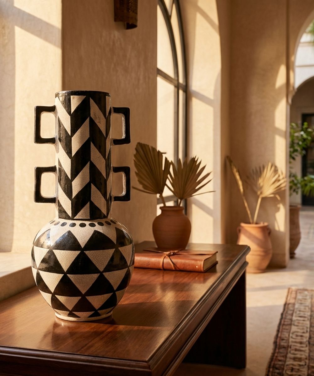 The 'Zebra' Geometric Totem Vase