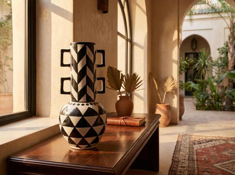 The 'Zebra' Geometric Totem Vase detail