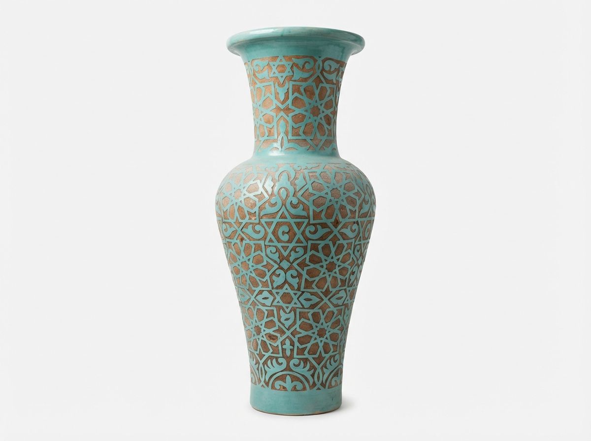 The Azure Star: Large Carved Moroccan Floor Vase view 2