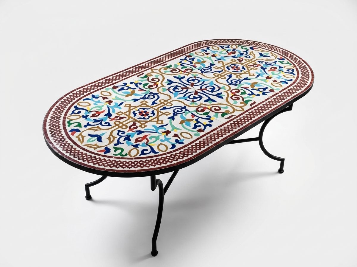 "Jardin de Fès" Oval Zellige Mosaic Table view 2