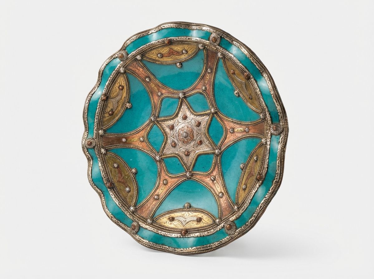 The Andalusian Starburst Charger: Turquoise & Silver Filigree Plate view 3