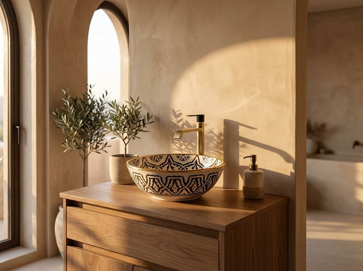 L'Étoile de Fès - Black & Gold Ceramic Vessel Sink view 3