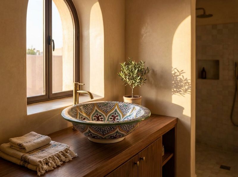 The Fes Medina Mosaic Vessel Sink detail