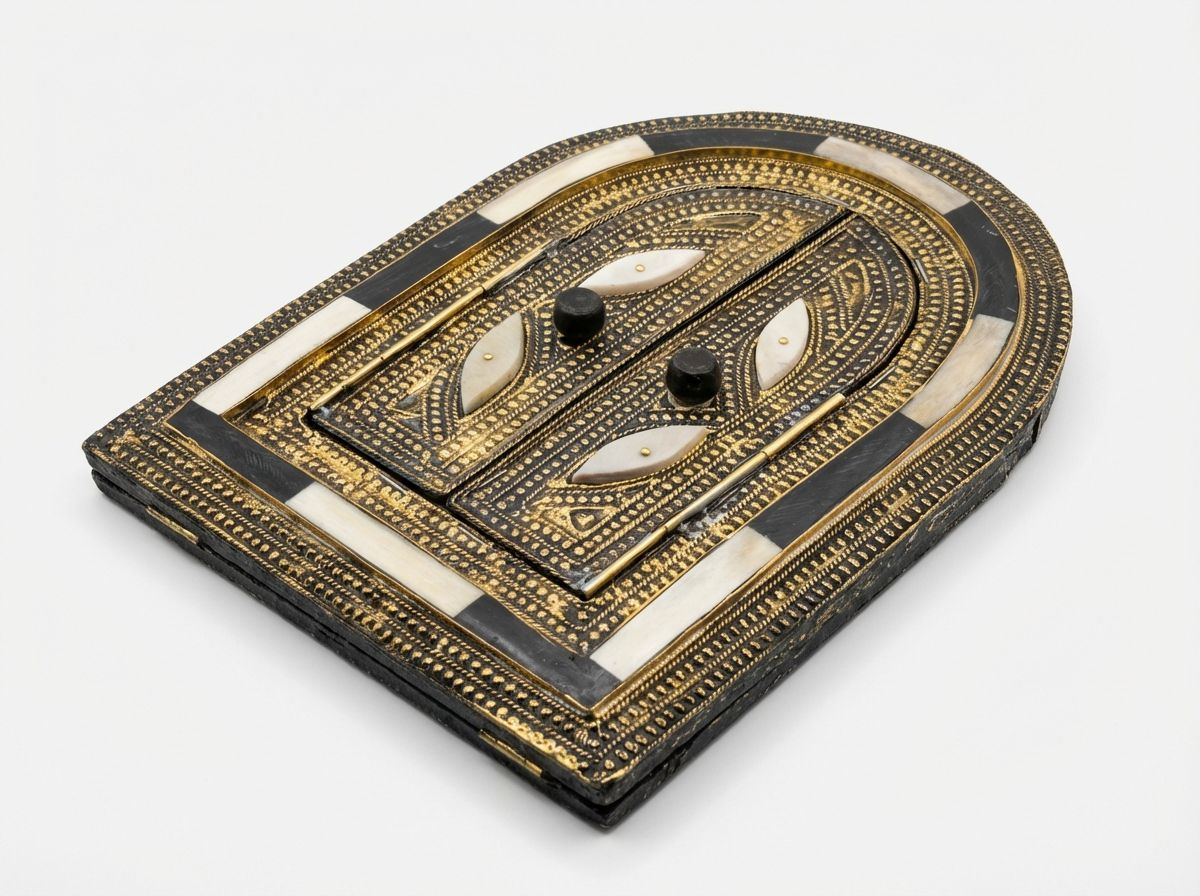 The Riad's Secret: Brass & Bone Inlay Archway Mirror view 3