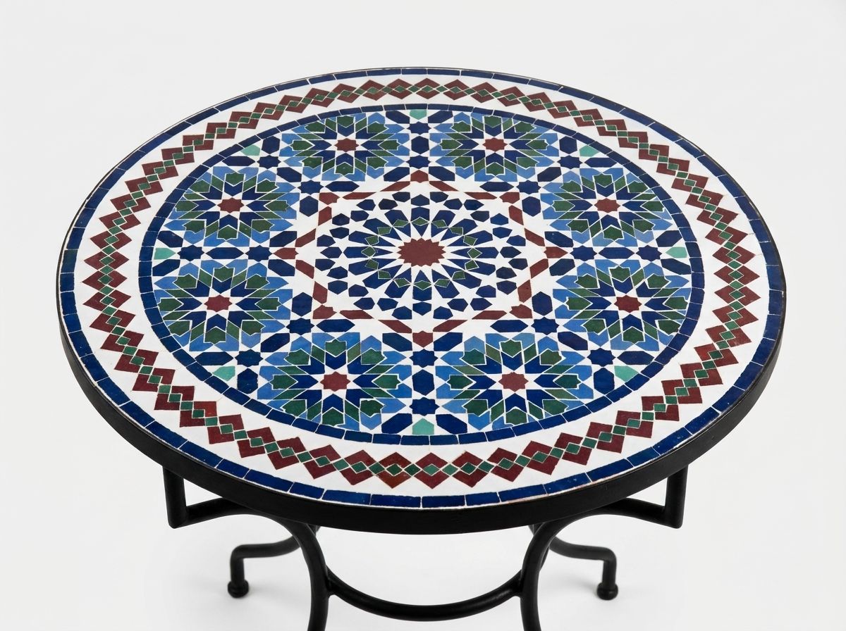 Royal Fez Zellige Mosaic Table Top - Azure Star Pattern view 2