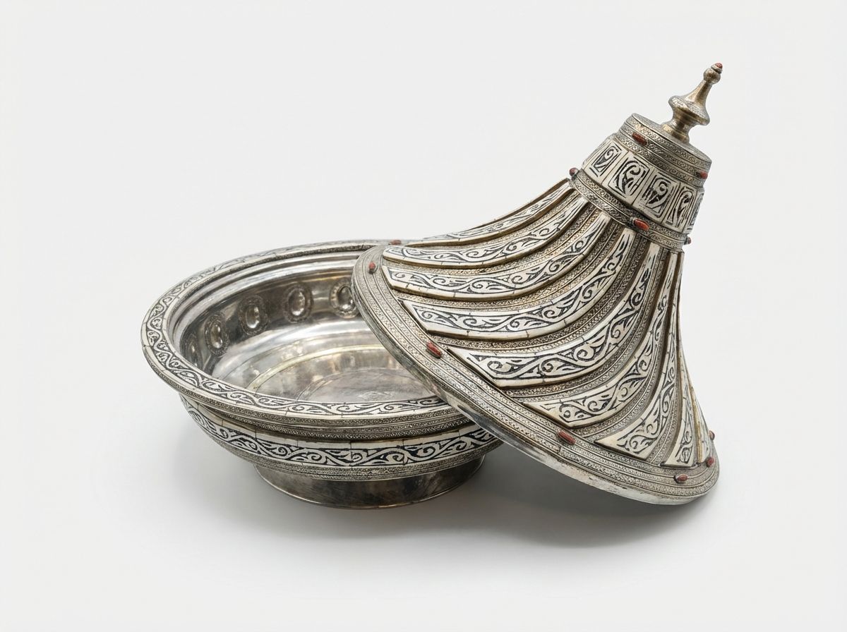 The Marrakech Ceremonial Silver & Bone Inlay Tagine view 3