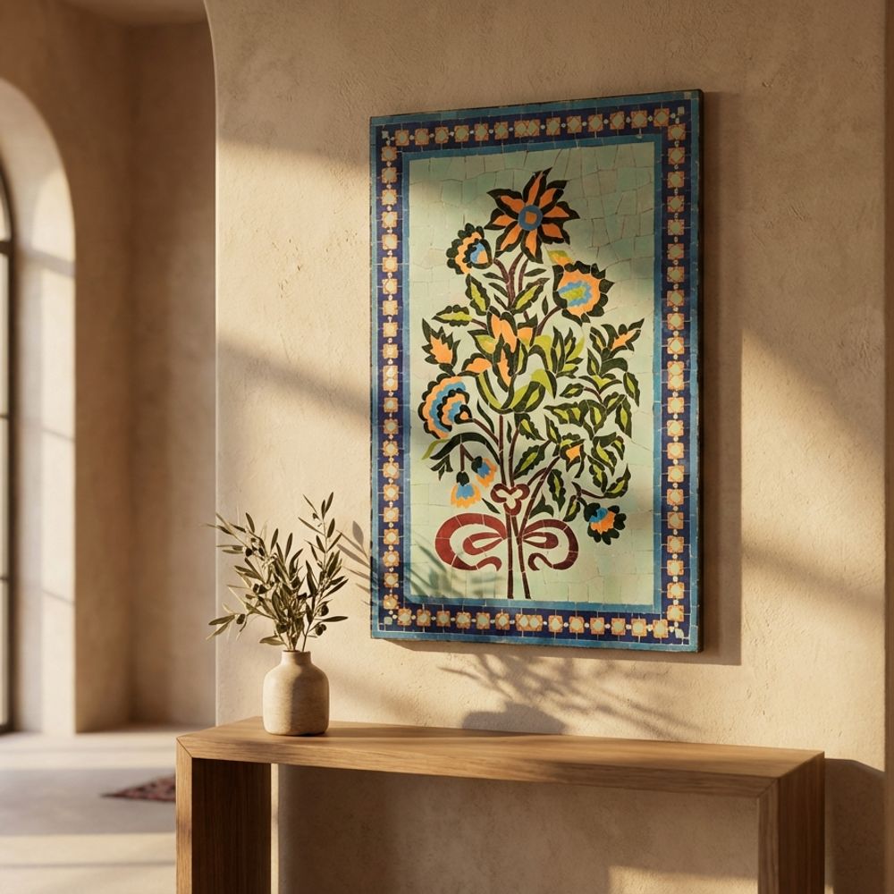 Jardin de Zellige: Handcrafted Floral Mosaic Wall Art