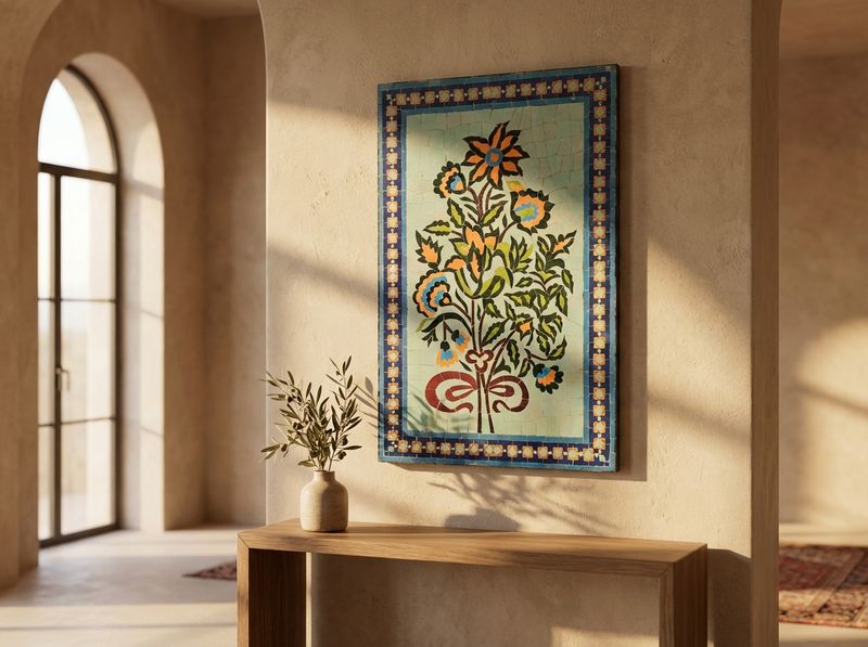 Jardin de Zellige: Handcrafted Floral Mosaic Wall Art detail
