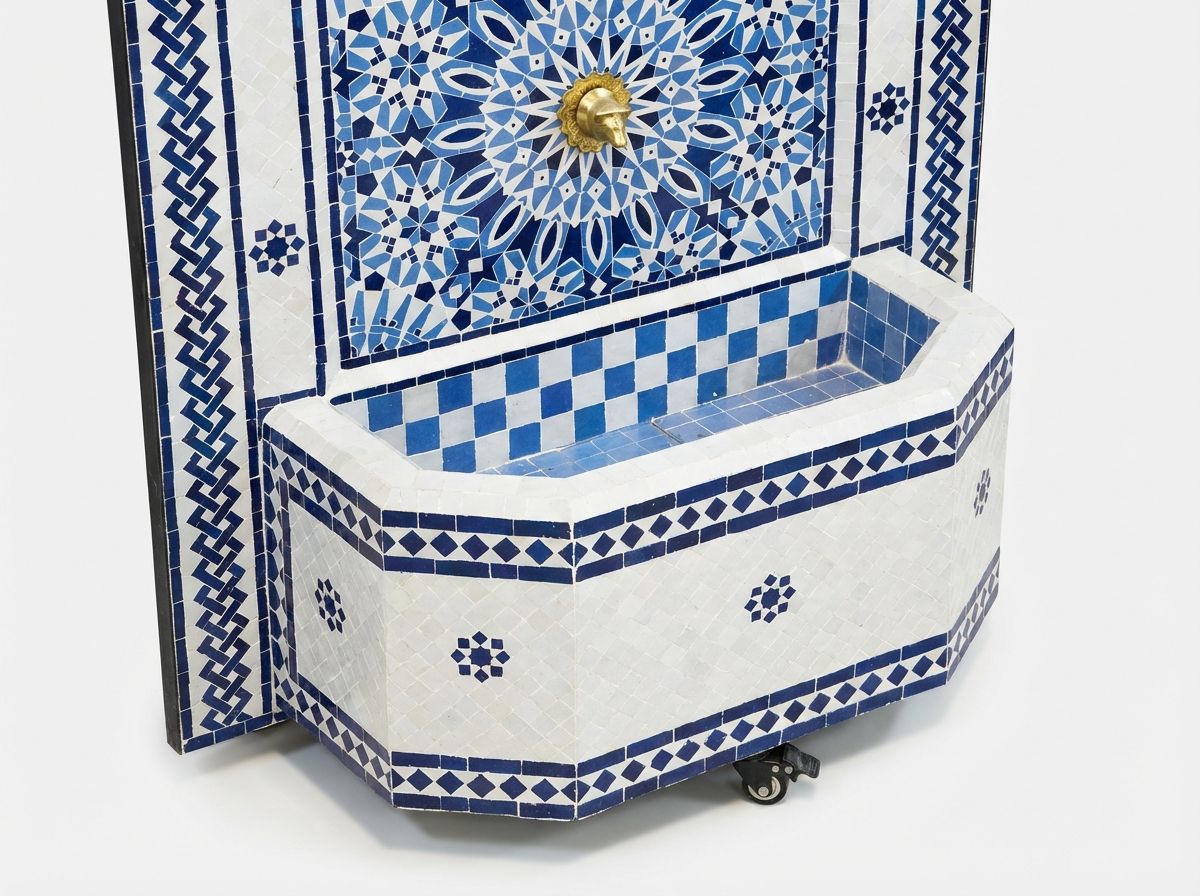 The Azure Lion of Fes Zellige Fountain view 3