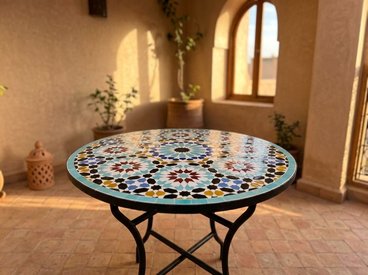 "L'Étoile de Marrakech" Zellige Mosaic Table view 3