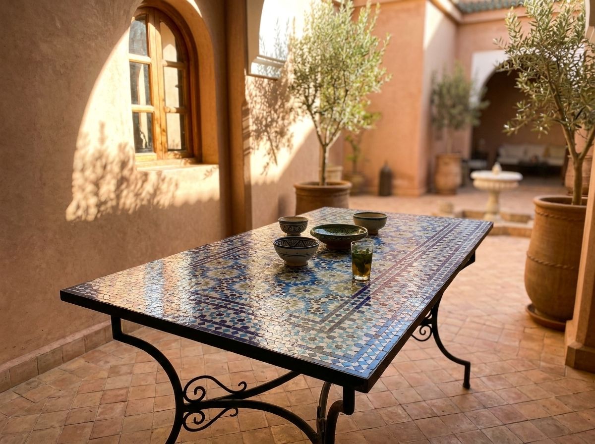 The Azure Star of Fez Zellige Dining Table view 3