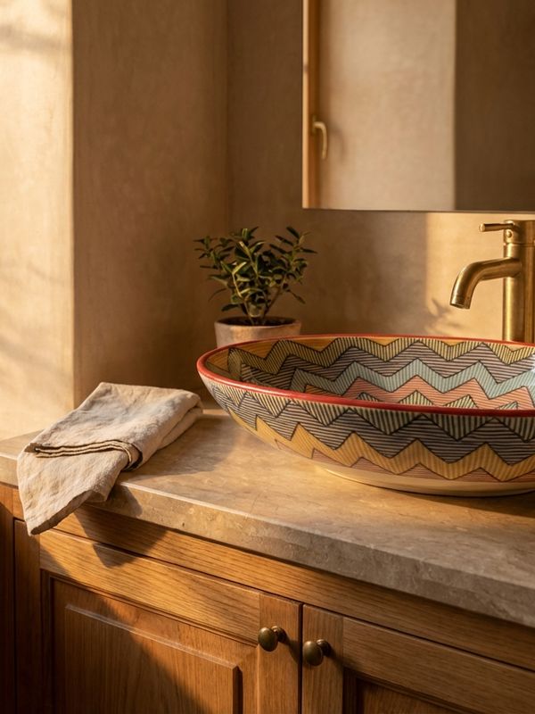 The Atlas Starburst Oval Ceramic Vessel Sink