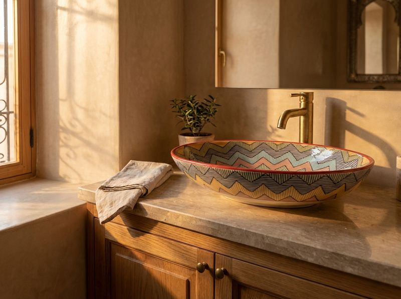 The Atlas Starburst Oval Ceramic Vessel Sink detail