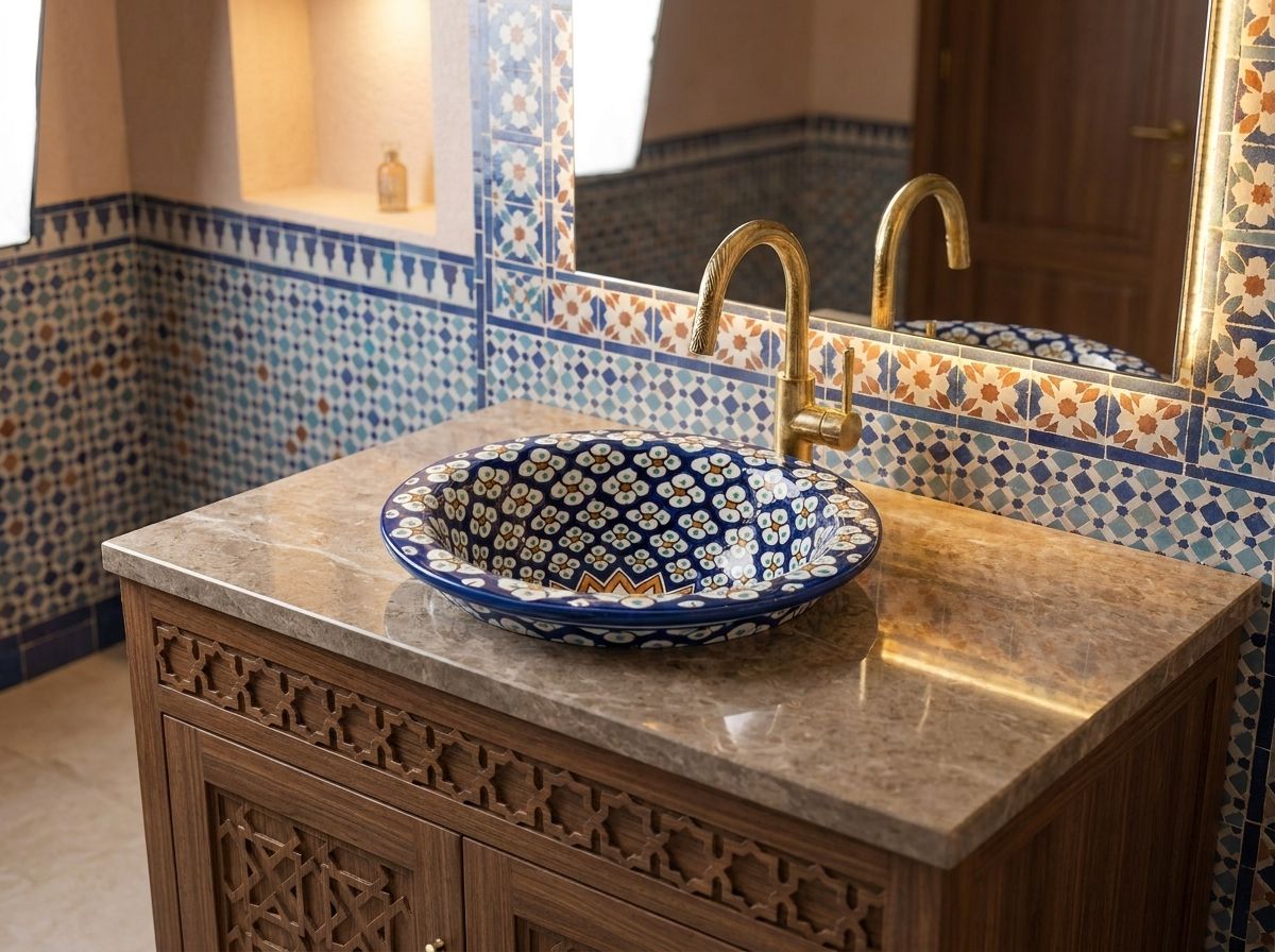 The Zahra Indigo Ceramic Vessel Sink view 2