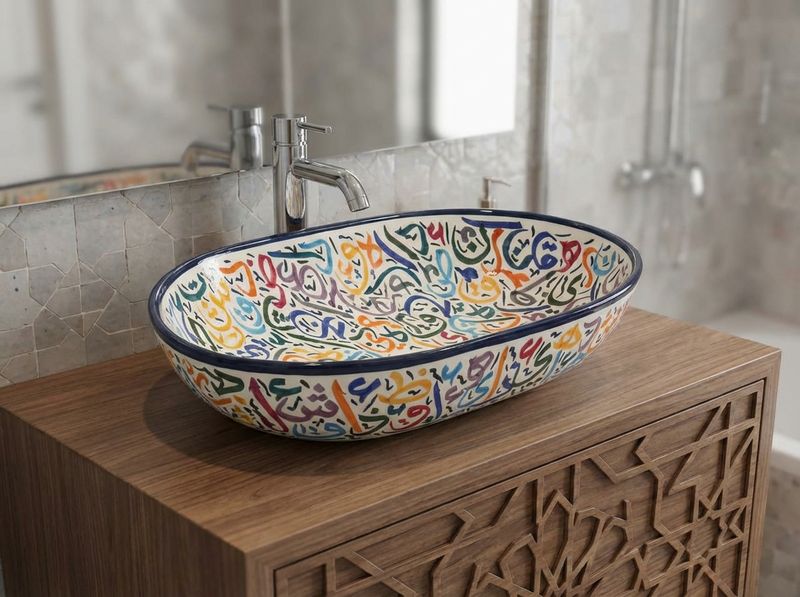 The 'Al-Khat' Vibrant Calligraphy Vessel Sink